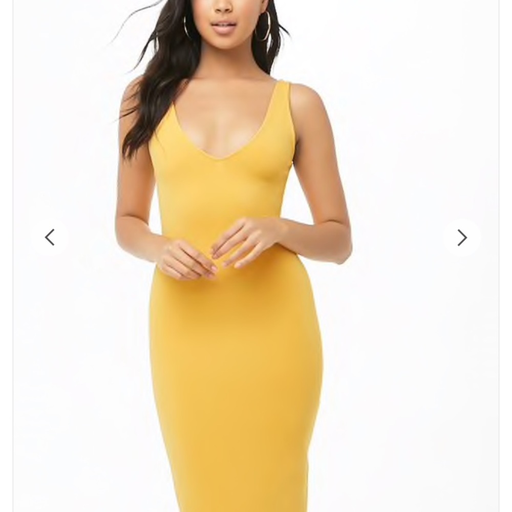 Forever 21 V-Neck Bodycon Dress Marigold